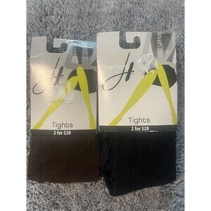 Brand New Hanes Womens Opaque Tights Black Cable knit, Brown Full Length 2 Pairs